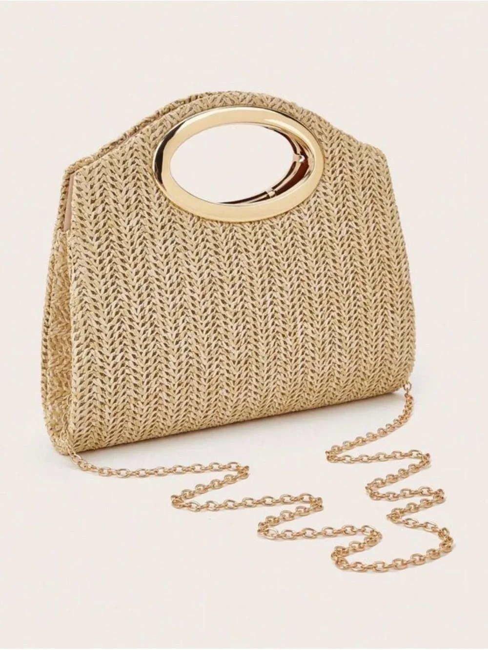 NEW Clutch Handbag with Gold Handle and Chain Strap - Picture 6 of 9
